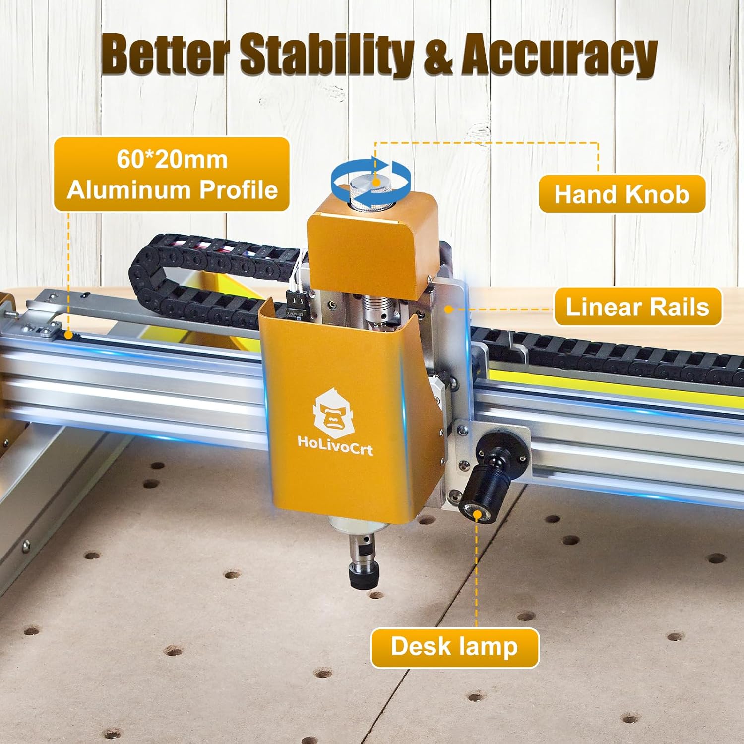 Desktop 3-Axis CNC Router, 16mm Ball Screw, Z-Axis Linear Rails, Dust-Proof XYZ,15.7"x15.7" Working Area for Wood, Acrylic, Aluminum & PCB Engraving