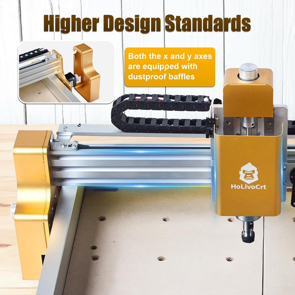 Desktop 3-Axis CNC Router, 16mm Ball Screw, Z-Axis Linear Rails, Dust-Proof XYZ,15.7"x15.7" Working Area for Wood, Acrylic, Aluminum & PCB Engraving