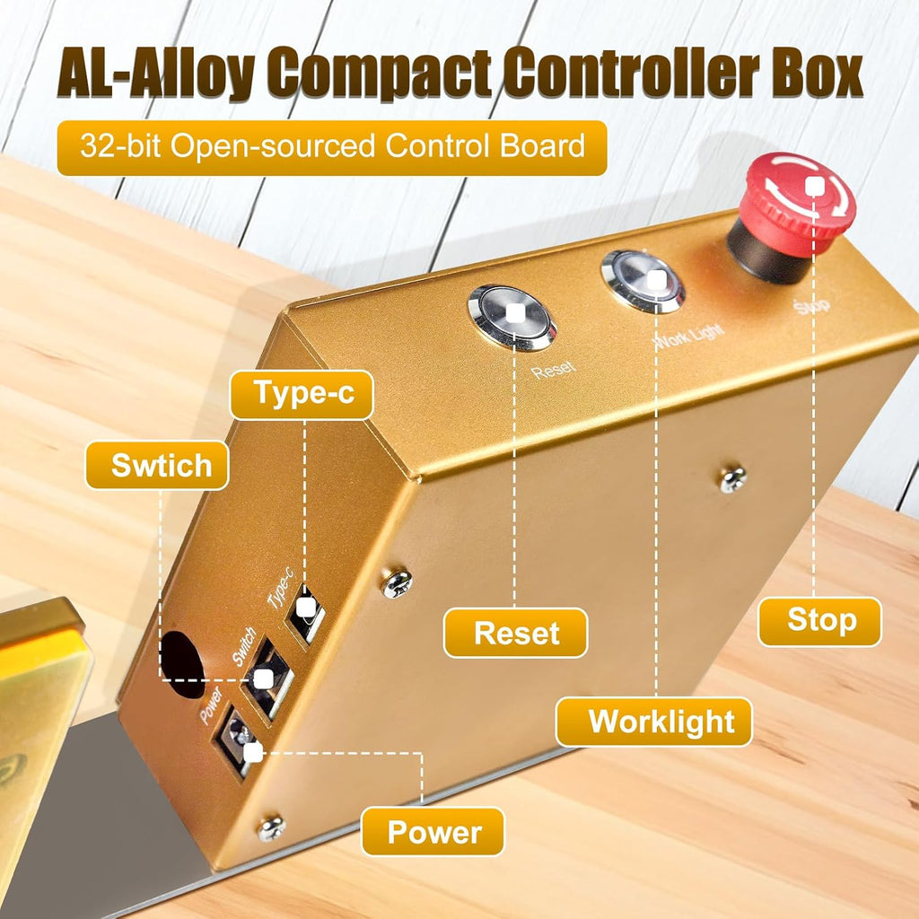 Desktop 3-Axis CNC Router, 16mm Ball Screw, Z-Axis Linear Rails, Dust-Proof XYZ,15.7"x15.7" Working Area for Wood, Acrylic, Aluminum & PCB Engraving
