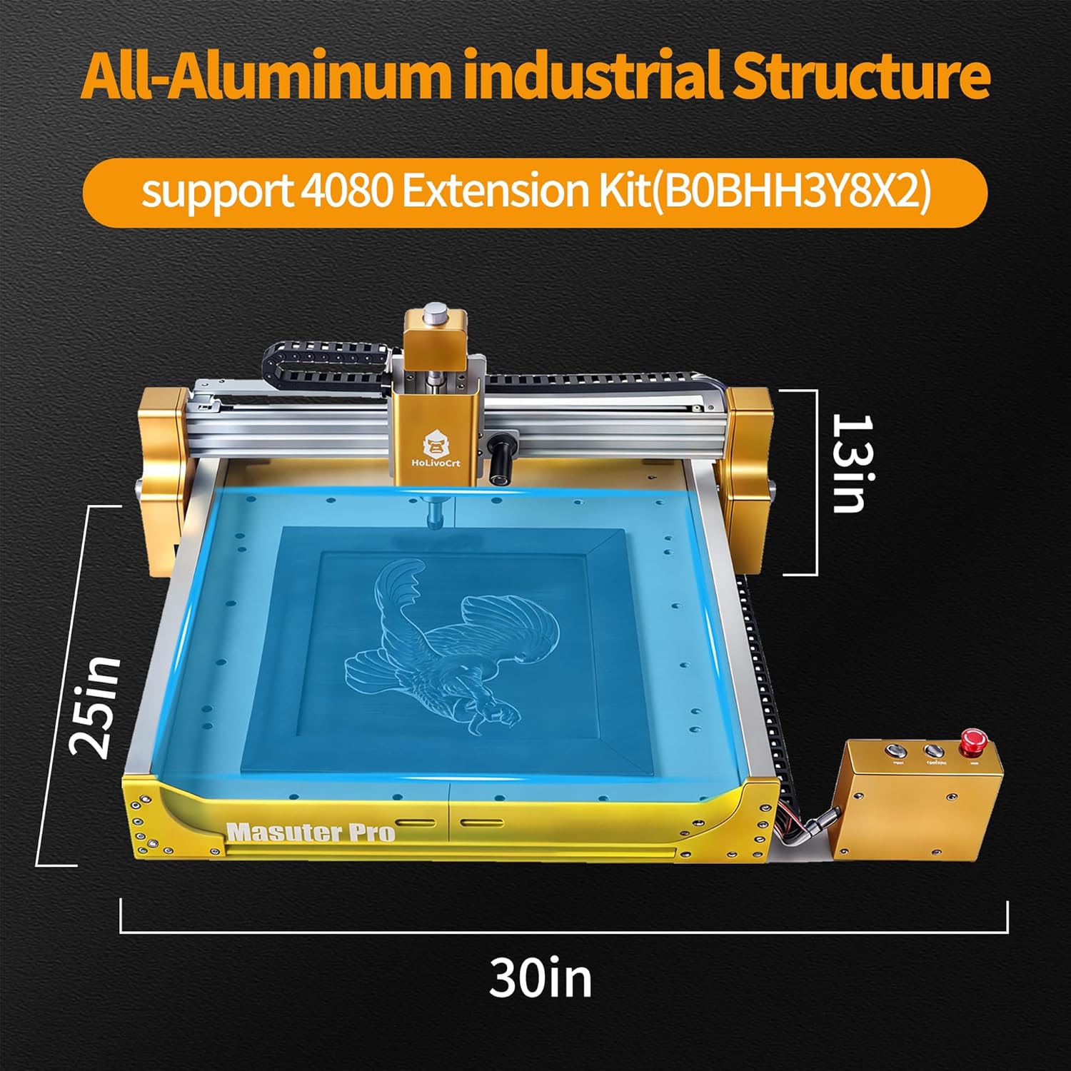 Desktop CNC Router Machine 3018 – 400W 3-Axis CNC Engraving Machine with Ball Screw, Linear Rails & 32-Bit Controller, 25x30 Inch for Wood, Aluminum, Acrylic, PCB