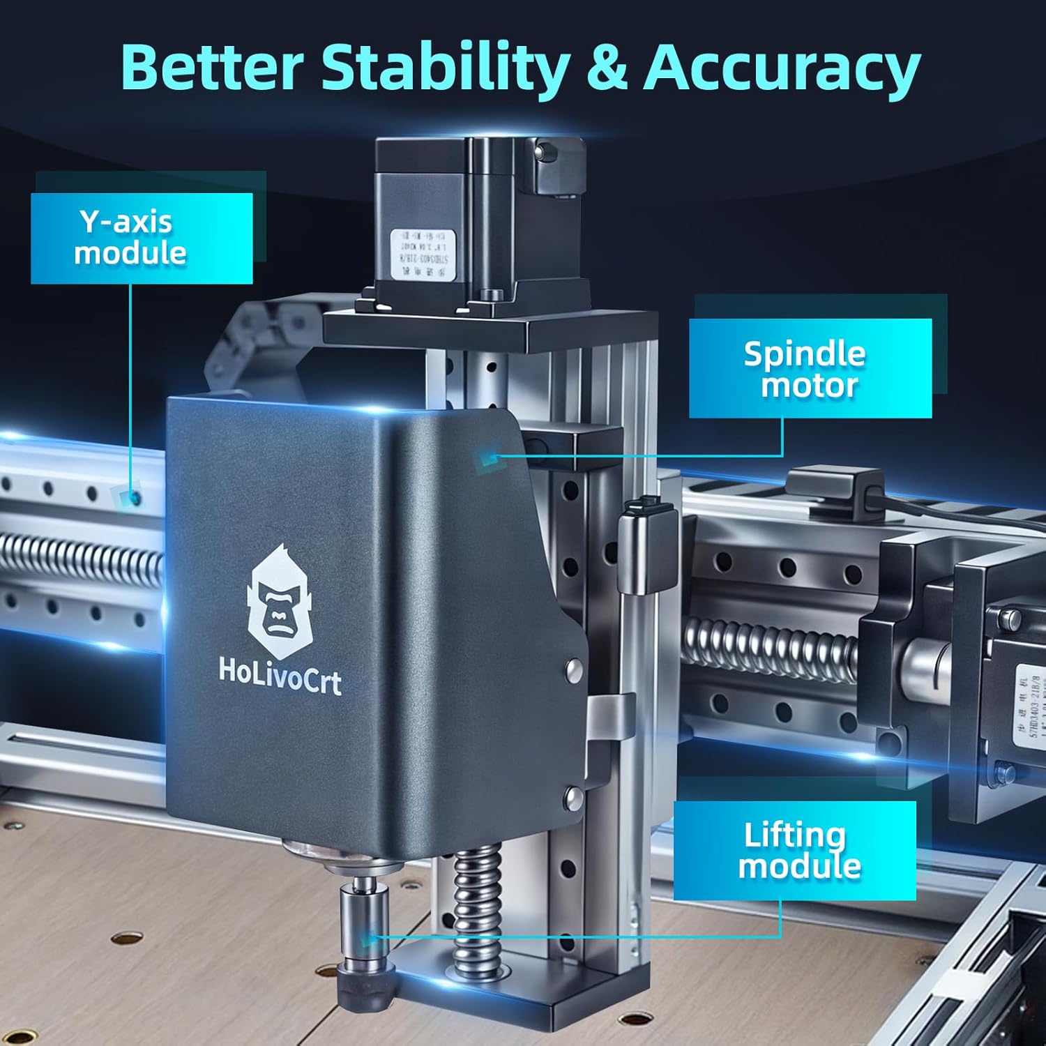 Desktop CNC Router Machine 3-Axis 500W Spindle with 16mm Ball Screw – GRBL CNC for Wood, Acrylic, Aluminum, PCB – 26x25 Inch Working Area