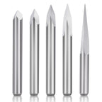 0.3mm CNC Router Bits Set 15°/30°/45°/60°/90° V Groove Engraving Bits, 1/8” Shank Tungsten Carbide 3 Flute Carving Tools for Wood Acrylic MDF PCB Plastic CNC Router Machine