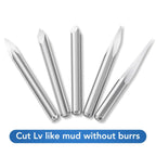 0.3mm CNC Router Bits Set 15°/30°/45°/60°/90° V Groove Engraving Bits, 1/8” Shank Tungsten Carbide 3 Flute Carving Tools for Wood Acrylic MDF PCB Plastic CNC Router Machine