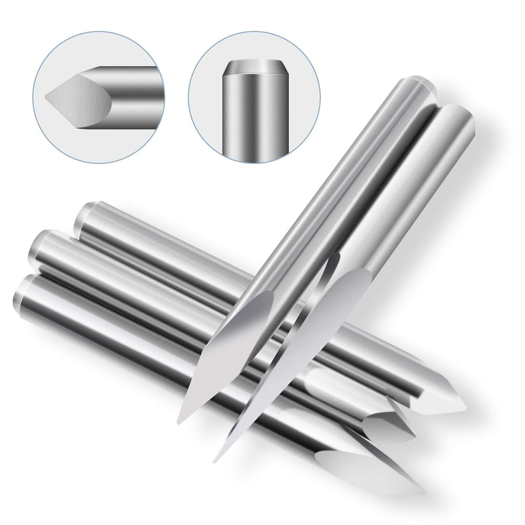 0.3mm CNC Router Bits Set 15°/30°/45°/60°/90° V Groove Engraving Bits, 1/8” Shank Tungsten Carbide 3 Flute Carving Tools for Wood Acrylic MDF PCB Plastic CNC Router Machine
