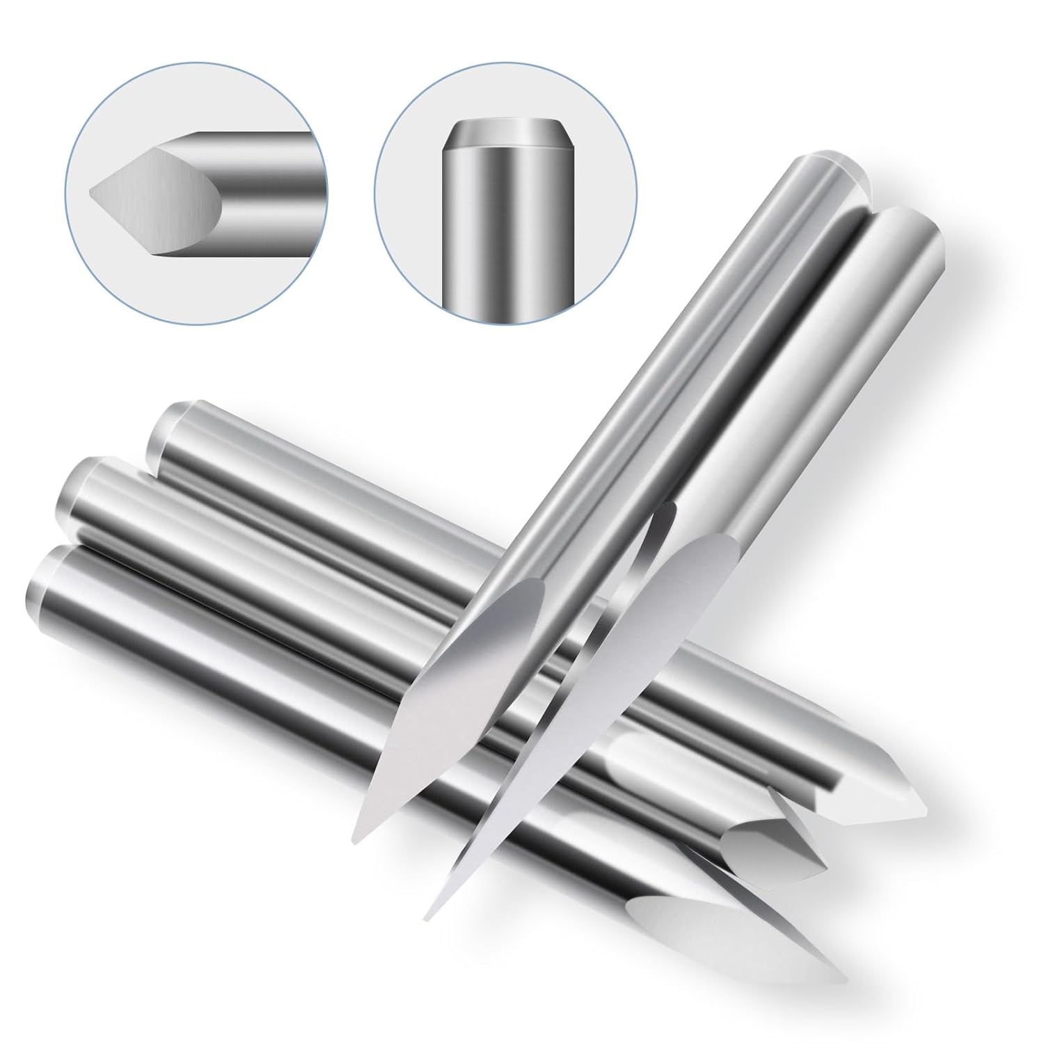 0.3mm CNC Router Bits Set 15°/30°/45°/60°/90° V Groove Engraving Bits, 1/8” Shank Tungsten Carbide 3 Flute Carving Tools for Wood Acrylic MDF PCB Plastic CNC Router Machine