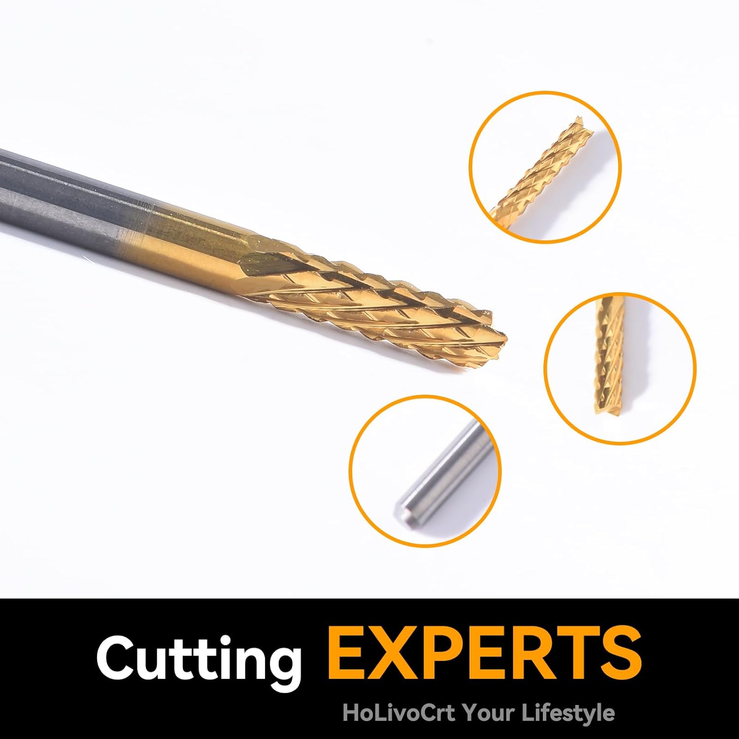 10 Piece Set of Titanium Coated Hard Alloy CNC milling Cutter Set - Multifunctional Drill bit Suitable for Carving, Drilling, and milling, Diameter ranging from 0.8 mm to 3.17 mm (1/8 inch Shank)