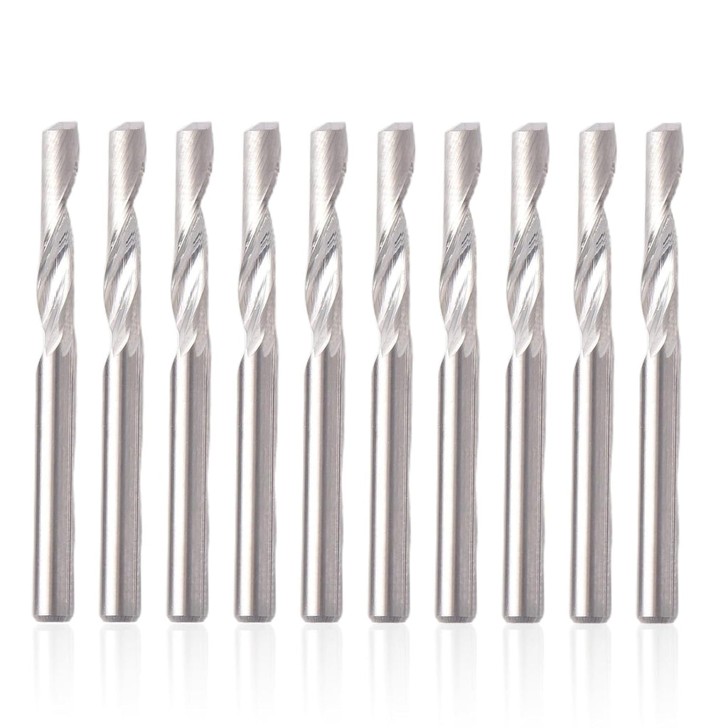 CNC Spiral Router Bits 1/8" Shank CNC Bit End Mill 1/8" Cutting Dia Flat Nose with Extra Long Life 5A Solid Carbide Endmill Two Flute Spiral Upcut Cutter Tool with Engraving Milling 3D sculpturing