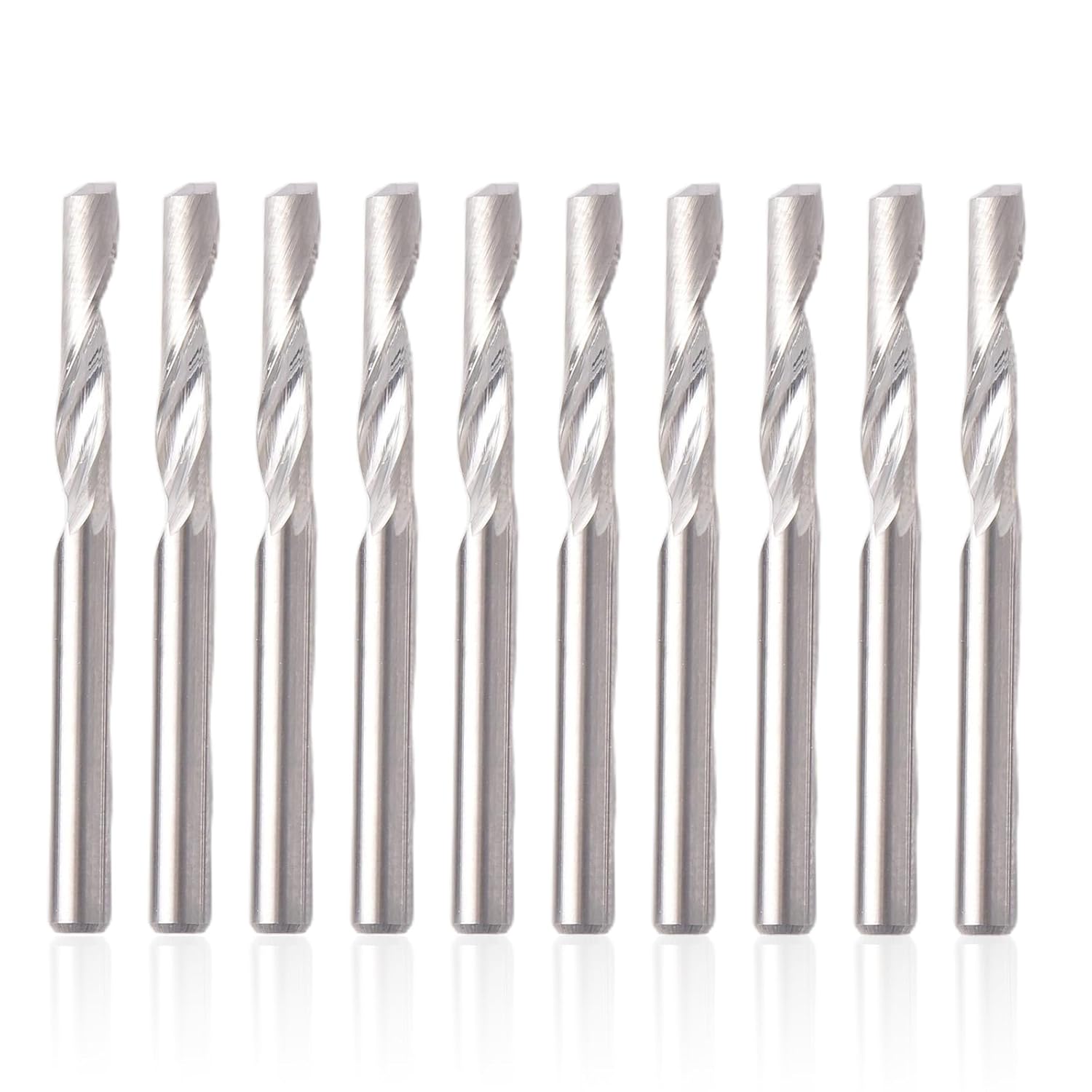CNC Spiral Router Bits 1/8" Shank CNC Bit End Mill 1/8" Cutting Dia Flat Nose with Extra Long Life 5A Solid Carbide Endmill Two Flute Spiral Upcut Cutter Tool with Engraving Milling 3D sculpturing