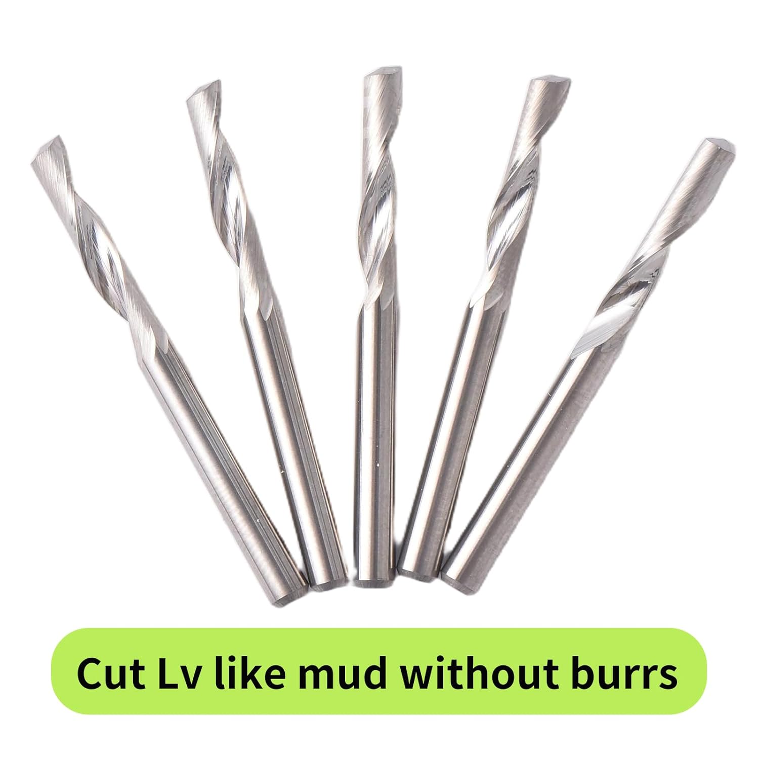 CNC Spiral Router Bits 1/8" Shank CNC Bit End Mill 1/8" Cutting Dia Flat Nose with Extra Long Life 5A Solid Carbide Endmill Two Flute Spiral Upcut Cutter Tool with Engraving Milling 3D sculpturing