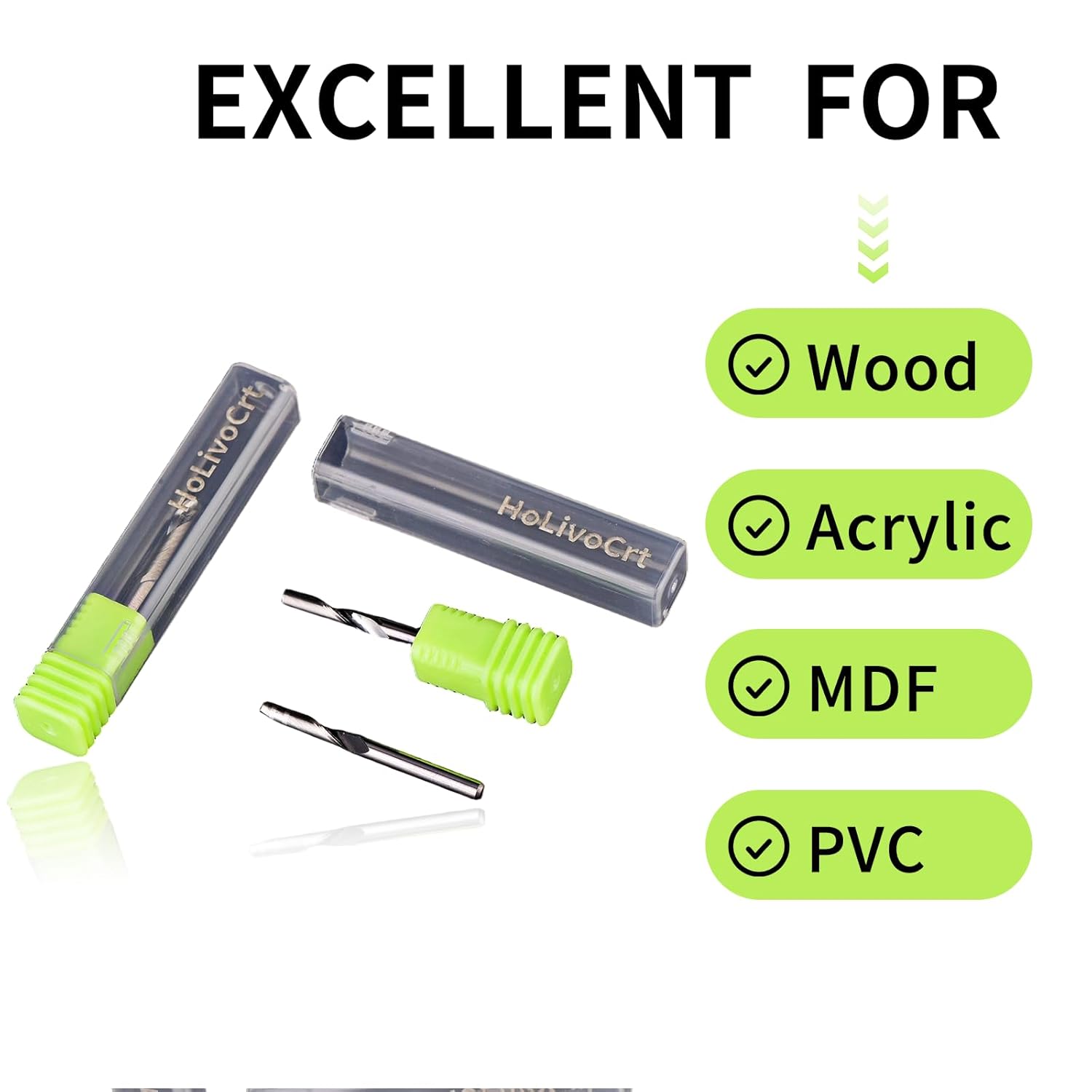 CNC Spiral Router Bits 1/8" Shank CNC Bit End Mill 1/8" Cutting Dia Flat Nose with Extra Long Life 5A Solid Carbide Endmill Two Flute Spiral Upcut Cutter Tool with Engraving Milling 3D sculpturing